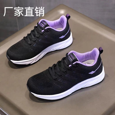 2024 New Arrival Lightweight Mom Sports Casual Shoes Shock Absorbing Running Shoes Black Soft Bottom Soft Surface Flat Work Shoes