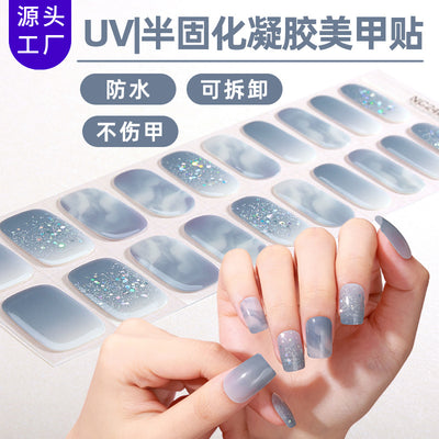 New Semi-cured Gel Nail Stickers Cross-border Flash Bronzing Laser UV Gel Nail Stickers