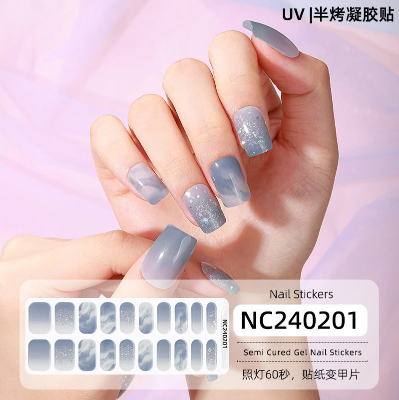 New Semi-cured Gel Nail Stickers Cross-border Flash Bronzing Laser UV Gel Nail Stickers