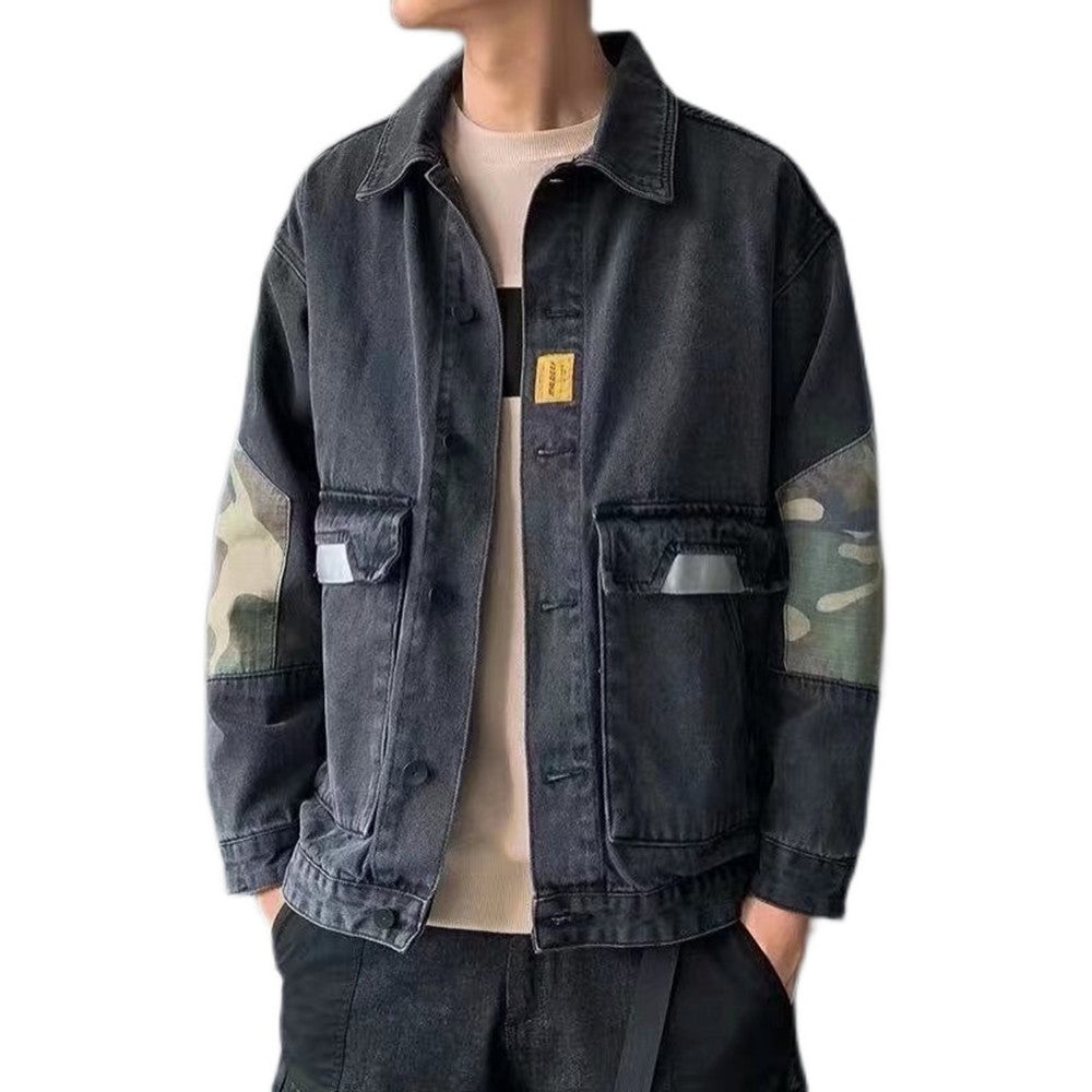 American Denim Jacket Men&#039;s Autumn Trend Korean Version Large Size All-match Casual Ruffian Handsome Tide Brand Tooling Jacket Top Clothes