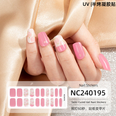 New Semi-cured Gel Nail Stickers Cross-border Flash Bronzing Laser UV Gel Nail Stickers