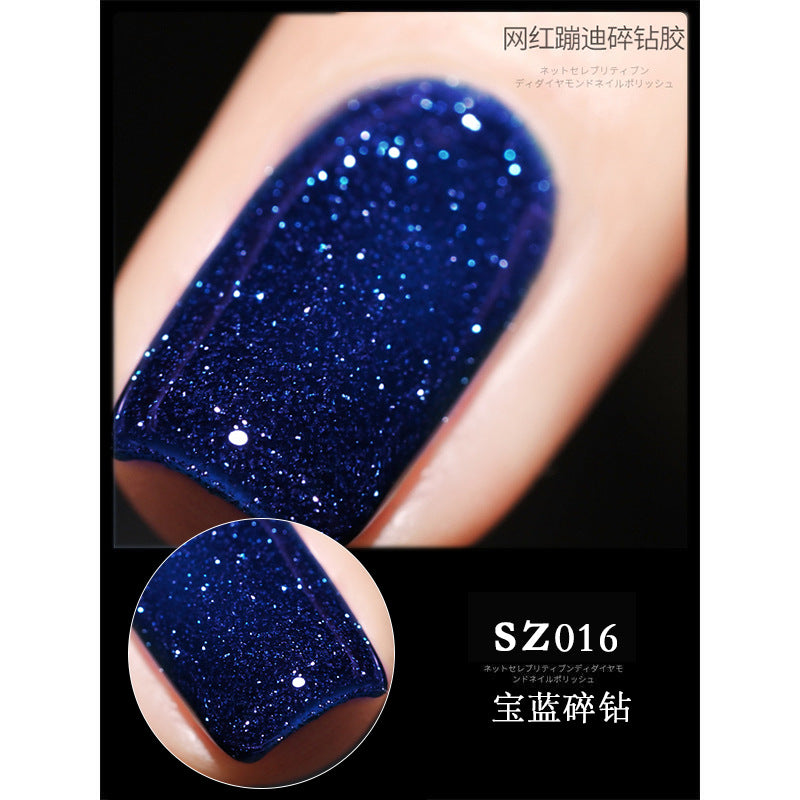 18 Ml Bursting Disco Dynamic Broken Diamond Nail Polish Glue Magic Bright Powder Phototherapy Finger Nail Shop Set