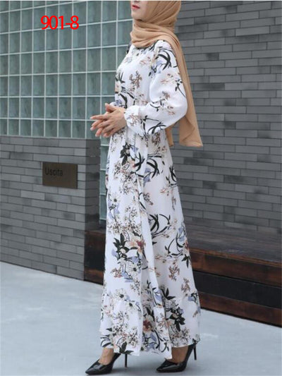 2022 Hot Sale European Beauty Dress Muslim Waist Thin Floral A-line Skirt