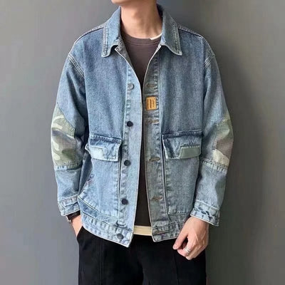 American Denim Jacket Men&#039;s Autumn Trend Korean Version Large Size All-match Casual Ruffian Handsome Tide Brand Tooling Jacket Top Clothes