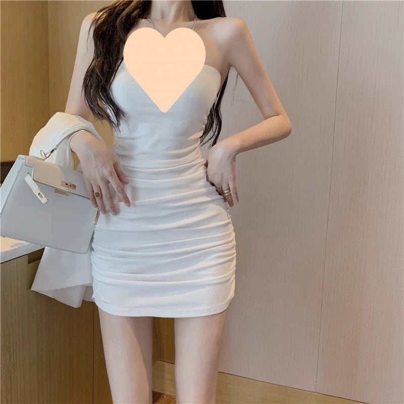 Tube Top Dress Women&#039;s Design Niche Pleated Summer 2024 New Slim Sexy Early Autumn Hip-hugging Short Skirt