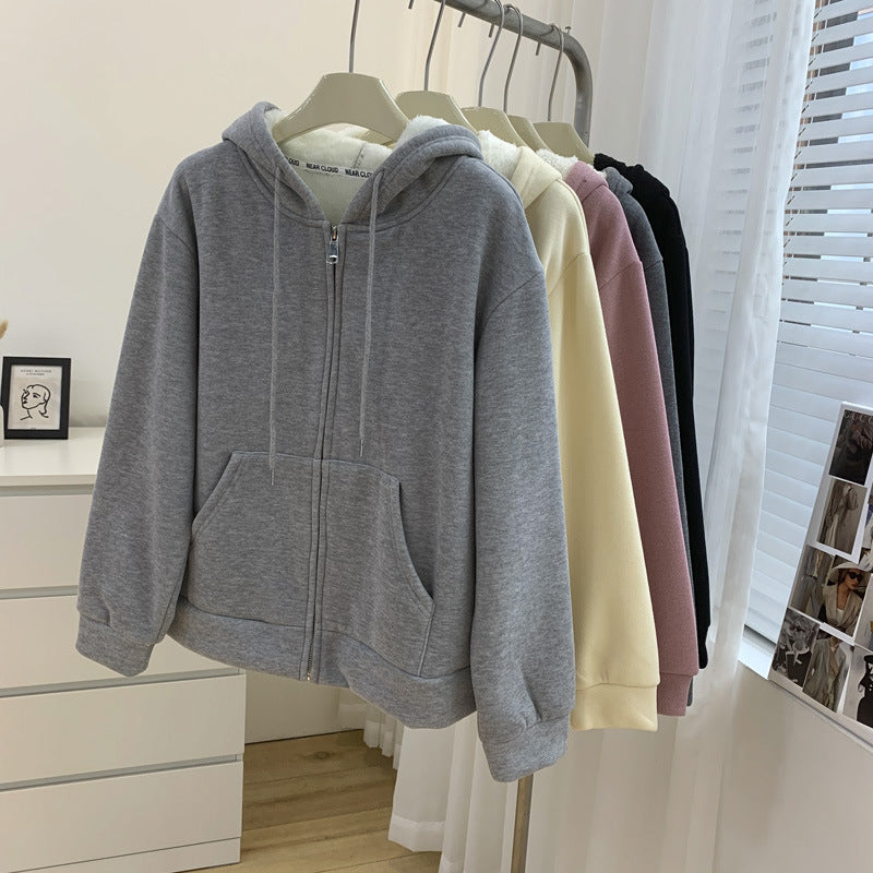 Fleece Hooded Sweater Women&#039;s Loose Casual