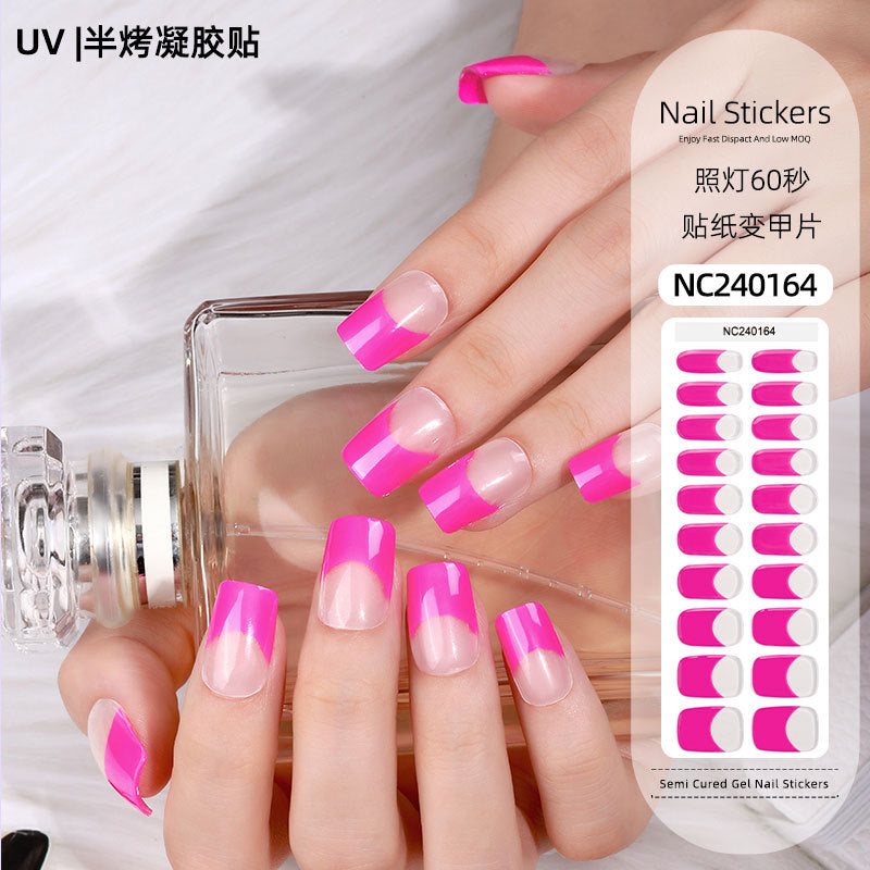 Custom French Gel Nail Stickers UV Phototherapy Semi-cured Gel Nail Stickers Gel Nail Nail Stickers