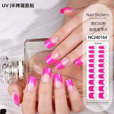 Custom French Gel Nail Stickers UV Phototherapy Semi-cured Gel Nail Stickers Gel Nail Nail Stickers