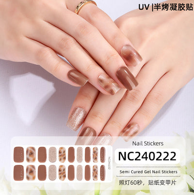 New Semi-cured Gel Nail Stickers Cross-border Flash Bronzing Laser UV Gel Nail Stickers