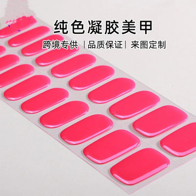 20 Refers To Solid Color Semi-cured UV Nail Stickers Pearlescent Simple Gel Nail Stickers Gel Nail