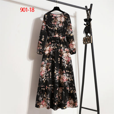 2022 Hot Sale European Beauty Dress Muslim Waist Thin Floral A-line Skirt