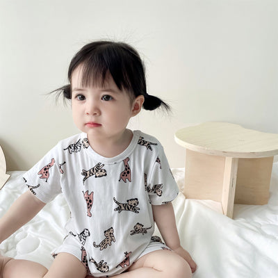 Thin Baby Clothes For Boys And Babies Summer Hakai Clothes For Girls And Babies Super Cute Short-sleeved Climbing Clothes Summer Western-style Jumpsuit