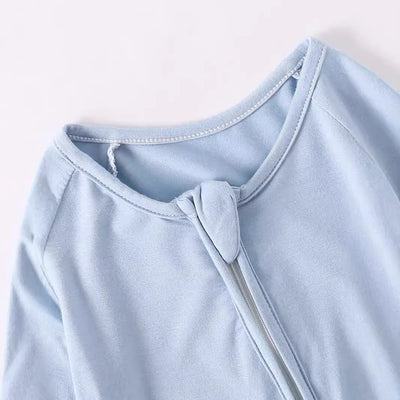 2-piece New Bamboo Fiber Cool Baby Long Sleeve Double Zipper Ha Clothes Silver Gray Light Blue Combination