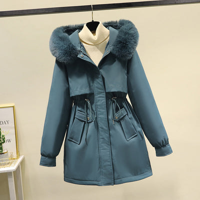 2024 New Winter Parka Cotton Coat Women Casual Mid-length Korean Style Women&#039;s Warm Loose Large Fur Collar Cotton Coat Jacket