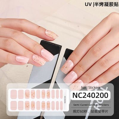 New Semi-cured Gel Nail Stickers Cross-border Flash Bronzing Laser UV Gel Nail Stickers