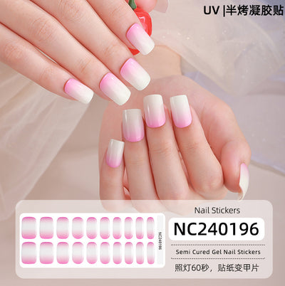 New Semi-cured Gel Nail Stickers Cross-border Flash Bronzing Laser UV Gel Nail Stickers