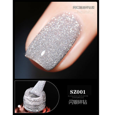 18 Ml Bursting Disco Dynamic Broken Diamond Nail Polish Glue Magic Bright Powder Phototherapy Finger Nail Shop Set