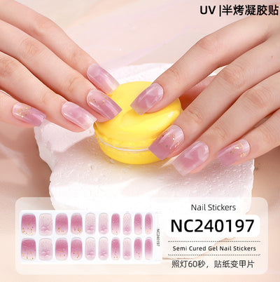 New Semi-cured Gel Nail Stickers Cross-border Flash Bronzing Laser UV Gel Nail Stickers