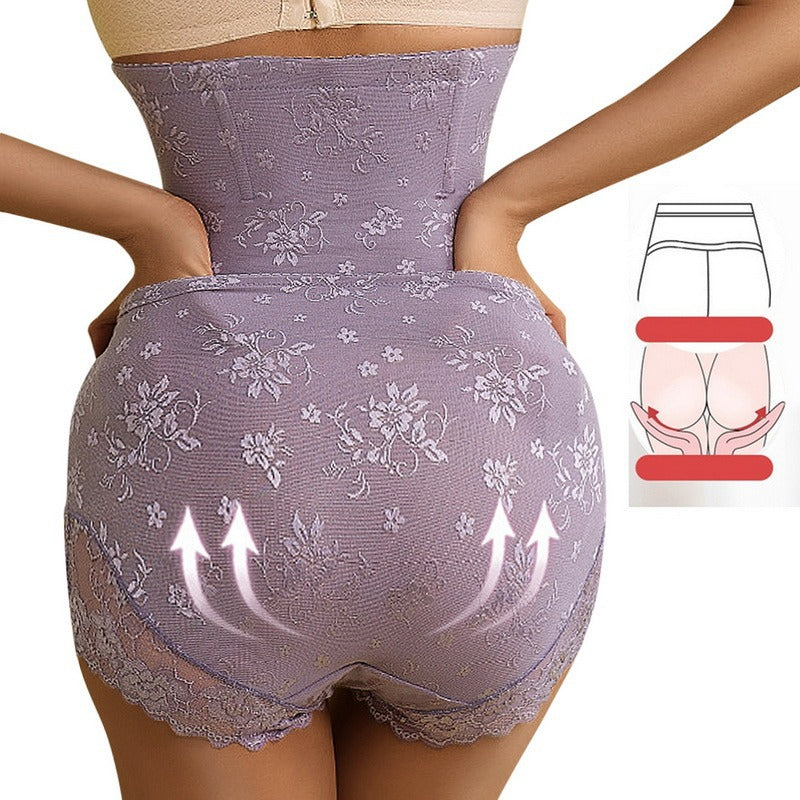 Cross-border European And American Lace Breasted High Waist Abdominal Pants Postpartum Large Size Hip Lift Off BodyShaper Body Pants Women