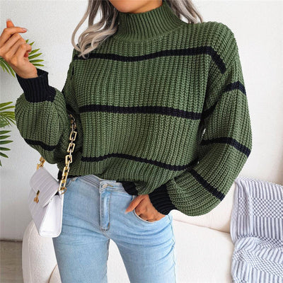 New Knitwear Half-turtleneck Pullover Top European And American Sweater Women&#039;s Outer Wear