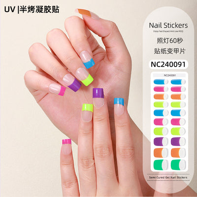 Custom French Gel Nail Stickers UV Phototherapy Semi-cured Gel Nail Stickers Gel Nail Nail Stickers