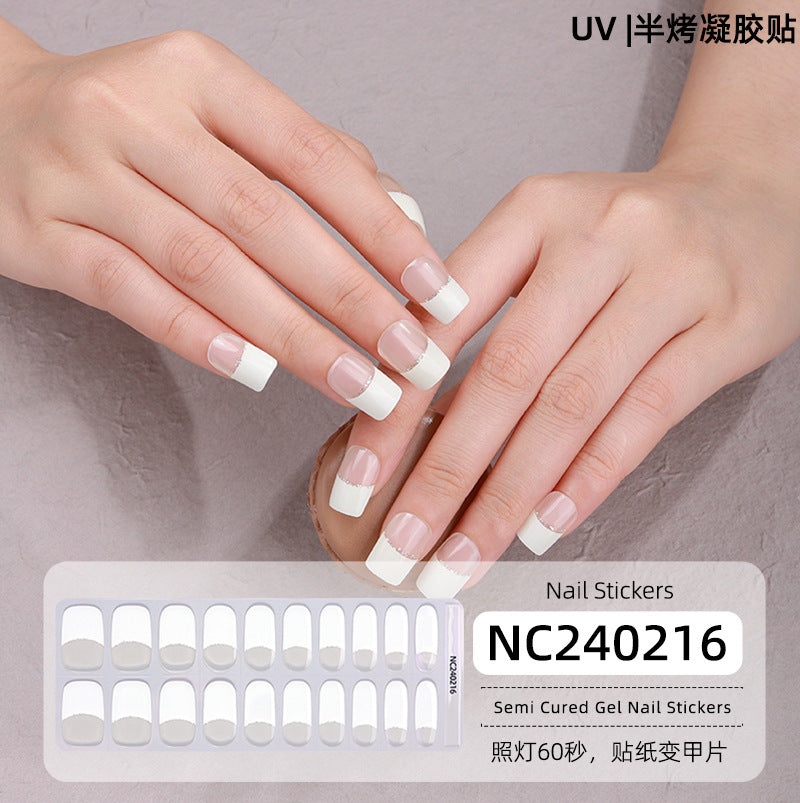 New Semi-cured Gel Nail Stickers Cross-border Flash Bronzing Laser UV Gel Nail Stickers