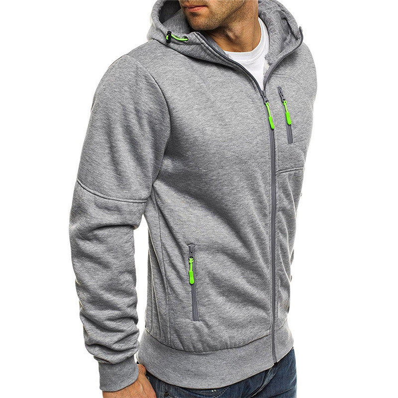 Casual Hoodie  Fleece Autumn Outer Jacket Fashion Long Sleeve Zipper Running Jacket