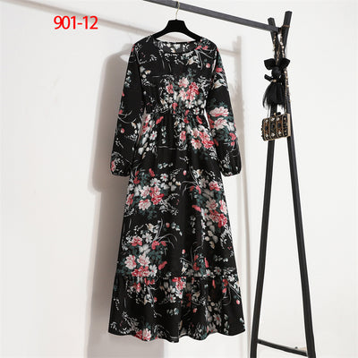 2022 Hot Sale European Beauty Dress Muslim Waist Thin Floral A-line Skirt