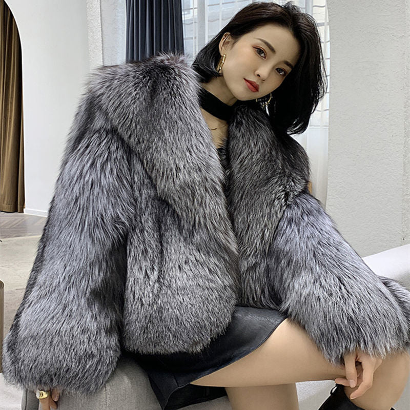 Fur Coat Autumn And Winter New Faux Fox Fur Coat Women Slim Top Raccoon Fur Coat Autumn And Winter Women&#039;s Clothing