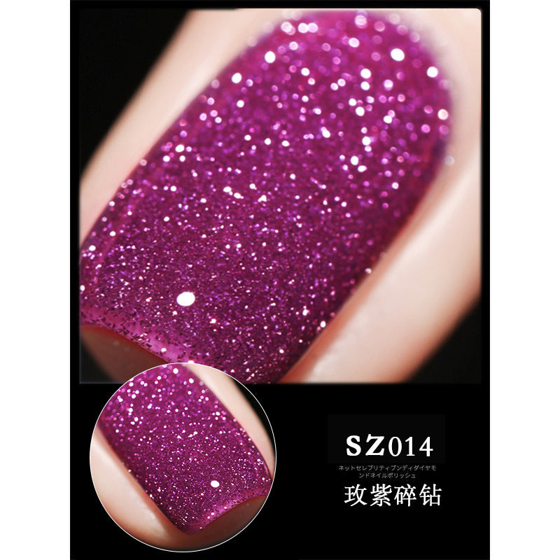 18 Ml Bursting Disco Dynamic Broken Diamond Nail Polish Glue Magic Bright Powder Phototherapy Finger Nail Shop Set