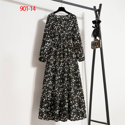 2022 Hot Sale European Beauty Dress Muslim Waist Thin Floral A-line Skirt