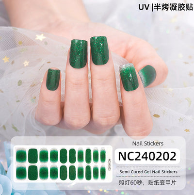 New Semi-cured Gel Nail Stickers Cross-border Flash Bronzing Laser UV Gel Nail Stickers