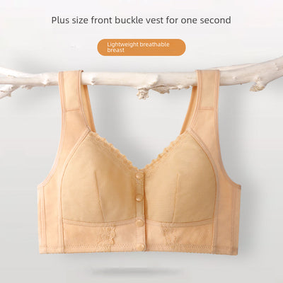 Cross-border Front Buckle Underwear Women&#039;s Soft Cotton Comfortable Vest-style Middle-aged And Elderly Bra Plus Size Wireless Push-up Underwear Women