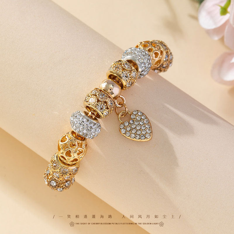 Bracelet Popular Bracelet Full Diamond Love Bracelet Golden Snowflake Zircon Barrel Beads European Bracelet