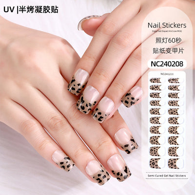 Custom French Gel Nail Stickers UV Phototherapy Semi-cured Gel Nail Stickers Gel Nail Nail Stickers