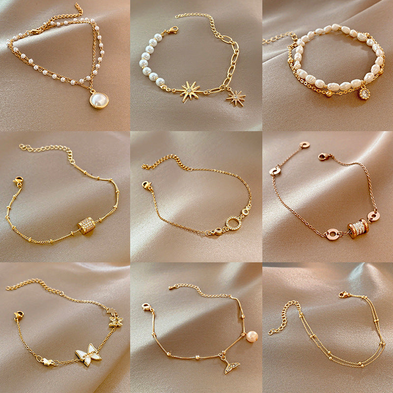 Korean Version Ins Wind Fashion Pearl Bracelet Design Simple Zircon Bracelet Niche Trend Cold Wind Bracelet