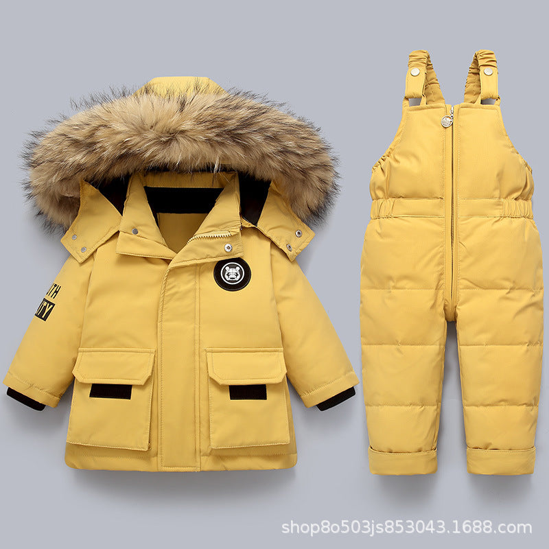 new arrival winter Baby Down Jacket Boys 2022 New Suit Children&#039;s Infants 1-5 Years Old Children&#039;s Western Style Two-piece Winter Suit Thick