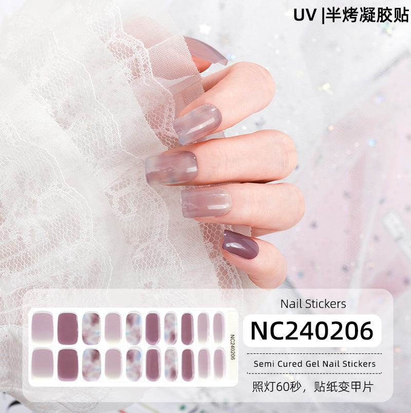 New Semi-cured Gel Nail Stickers Cross-border Flash Bronzing Laser UV Gel Nail Stickers