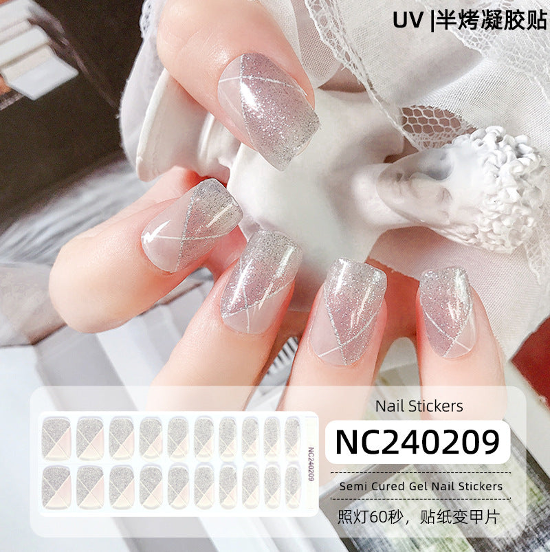 New Semi-cured Gel Nail Stickers Cross-border Flash Bronzing Laser UV Gel Nail Stickers