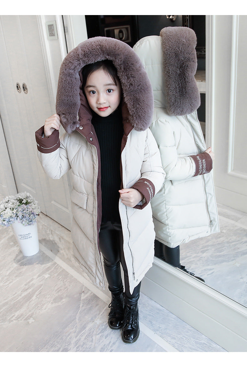 New Generation Of Girls&#039; Cotton-padded Clothes, Mid-length, Thickened, Korean-style Winter Warm-padded Jackets, Large Fur Collar, Large Pockets, Trendy Cotton-padded Jackets