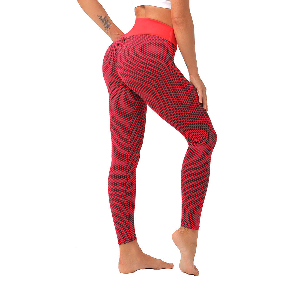 Hip Lifting Fitness Yoga Pants High Waist Sports Leggings Moisture Wicking Honeycomb Yoga Pants