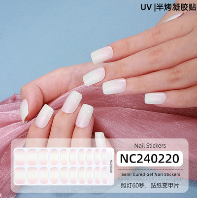 New Semi-cured Gel Nail Stickers Cross-border Flash Bronzing Laser UV Gel Nail Stickers