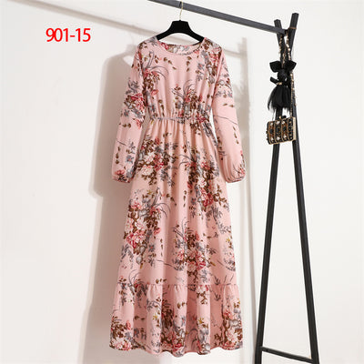 2022 Hot Sale European Beauty Dress Muslim Waist Thin Floral A-line Skirt