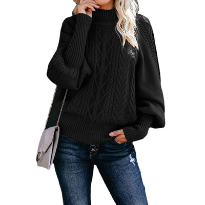 2022 Winter New Mid-neck Sweater Women&#039;s Amazon Loose Long-sleeved Knitted Solid-color Sweater