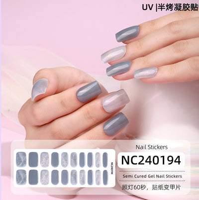 New Semi-cured Gel Nail Stickers Cross-border Flash Bronzing Laser UV Gel Nail Stickers