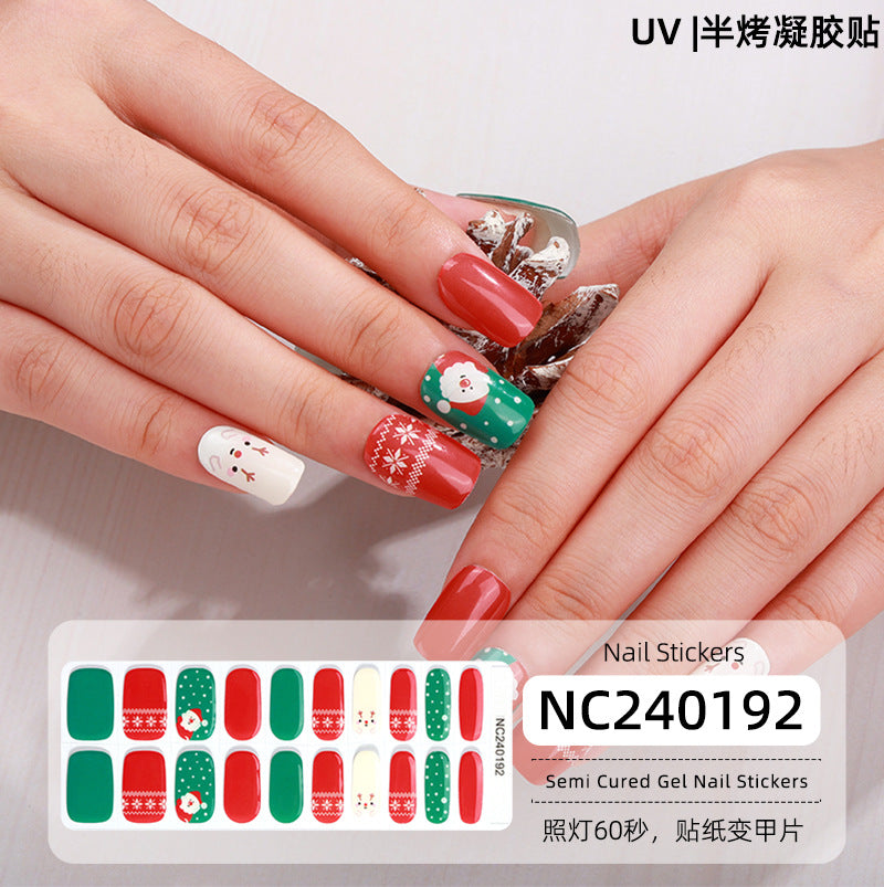 New Semi-cured Gel Nail Stickers Cross-border Flash Bronzing Laser UV Gel Nail Stickers