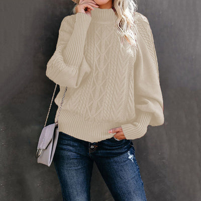 2022 Winter New Mid-neck Sweater Women&#039;s Amazon Loose Long-sleeved Knitted Solid-color Sweater