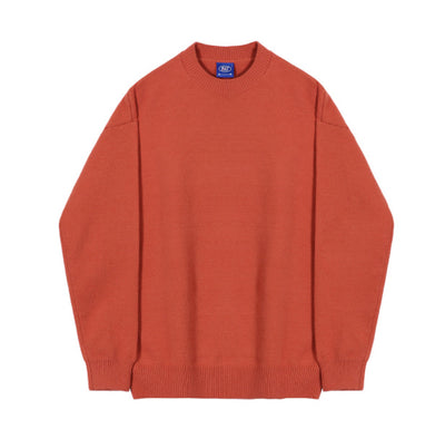 Men&#039;s Round Neck Long Sleeve Sweater Autumn And Winter Korean Loose Lazy Wind Thickened Solid Color Pullover Knitted