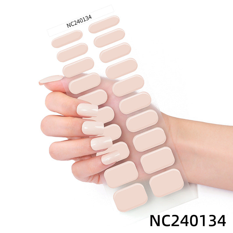 20 Refers To Solid Color Semi-cured UV Nail Stickers Pearlescent Simple Gel Nail Stickers Gel Nail