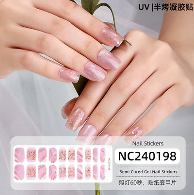 New Semi-cured Gel Nail Stickers Cross-border Flash Bronzing Laser UV Gel Nail Stickers